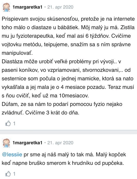 Diastáza u detí diskusia Modrykonik