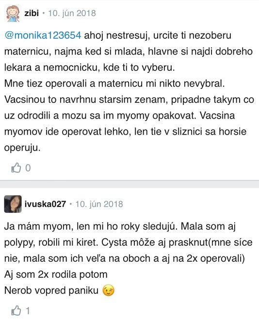 Myóm na maternici skúsenosti Modrykonik