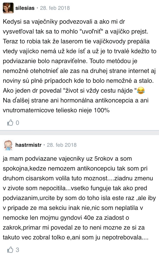 Podviazanie vaječníkov skúsenosti Modrykonik